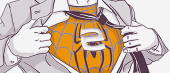 Illustration of a person pulling open their shirt to reveal a superhero costume underneath, reminiscent of a classic superhero pose.