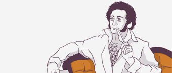 Illustration of a man in historical clothing sitting with one arm on a chair back and the other hand raised to his chin in a thoughtful pose.