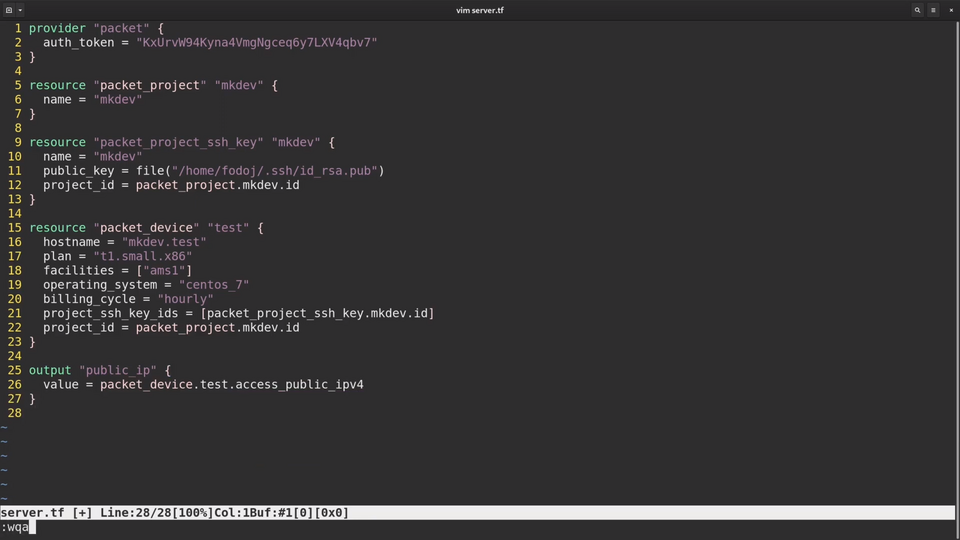 A screenshot of a computer screen displaying code in a text editor with a dark background, likely representing an infrastructure as code (IaC) configuration file.